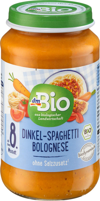 dmBio Dinkel-Spaghetti Bolognese Babymenü