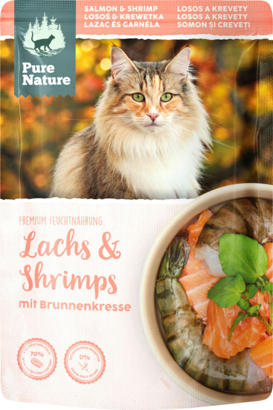 Pure Nature Nassfutter Katze mit Lachs & Shrimps, Adult