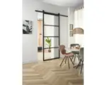 Hornbach Intersteel Schiebetür-Komplettset Cubo Basic schwarz mit ESG Klarglas 98x215 cm inkl. Türblatt, Schiebetürbeschlag Basic und Griff-Set
