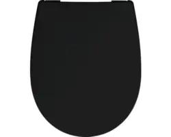 WC-Sitz Reika Mino schwarz matt Scharniere kupfer poliert mit Absenkautomatik