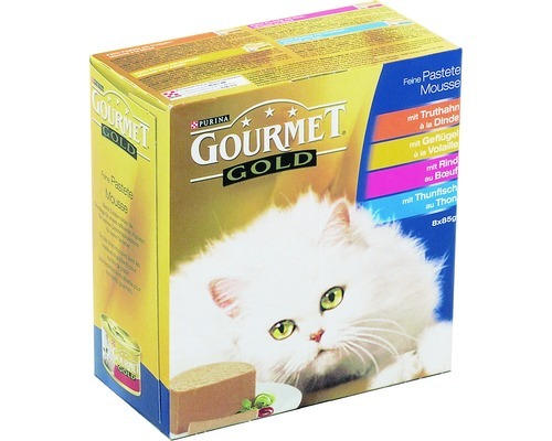 Katzenfutter nass, Gourmet Gold Thunfisch+Geflügel+Rind 8 x 85 g