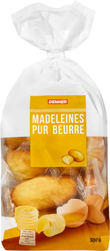 Madeleines Denner, pur beurre, emballées individuellement, 300 g