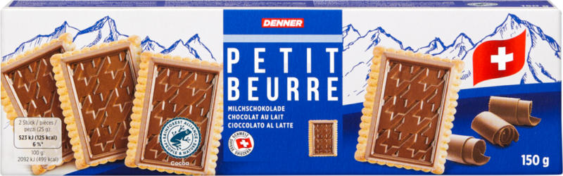 Choco Petit Beurre Denner, Chocolat au lait, 150 g
