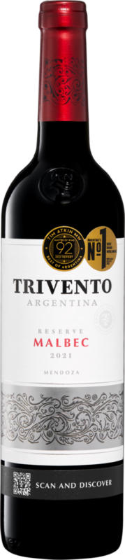 Trivento Malbec Reserve , Argentine, Mendoza, 2021, 75 cl
