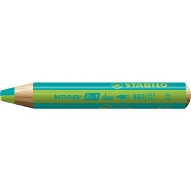 STABILO Crayon couleur Woody 3 in 1 882/470-570 Duo, turquoise/vert claire