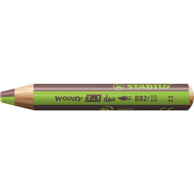 STABILO Crayon couleur Woody 3 in 1 882/570-630 Duo, vert/marron