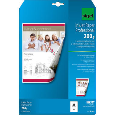 SIGEL InkJet Paper A4 IP681 200g,matt, blanc 25 feuilles