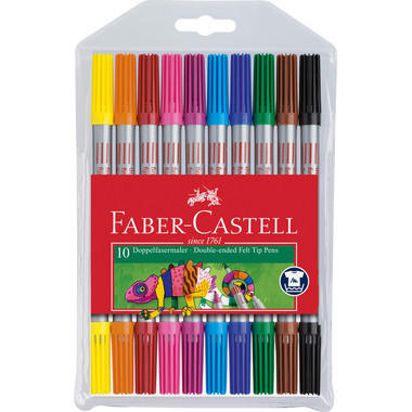 FABER-CASTELL Penna fibra 1/3-5mm 151110 10 colori, astuccio