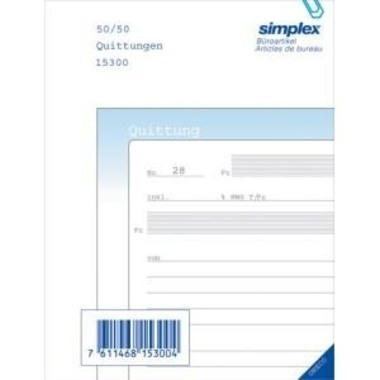 SIMPLEX Quittance D A6 15303D bleu/blanc 100x2 feuilles