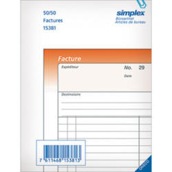 SIMPLEX Factures F A5 15401F orange/blanc 50x3 feuilles