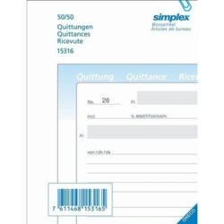 SIMPLEX Quittances A/F/I A6 15316 papier autocopiante 50x2 flls.