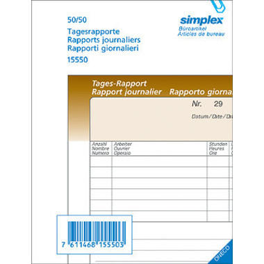 SIMPLEX Rapporto giornaliero D/F/I A6 15550 marrone/bianco 50x2 fogli