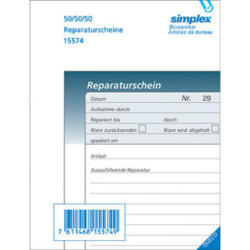SIMPLEX Reparaturscheine F A6 15575 grau/blau 50x3 Blatt