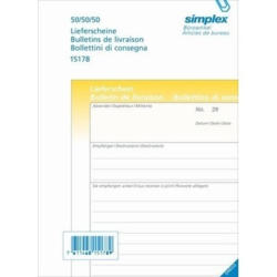 SIMPLEX Bulletin livraison D/F/I A5 15178 papier autocopiant 50x3 flls.