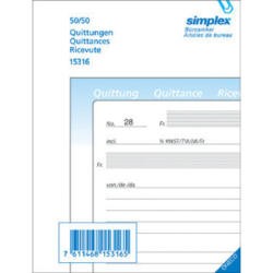 SIMPLEX Quittance D/F/I A6 15317 bleu/blanc 50x2 feuilles