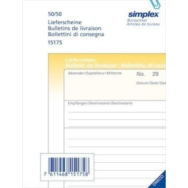 SIMPLEX Bolla di consegna D/F/I A6 15175 giallo/bianco 50x2 fogli