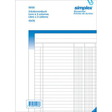 SIMPLEX Libro colonna A4 15476 bianco/blu 50x2 fogli