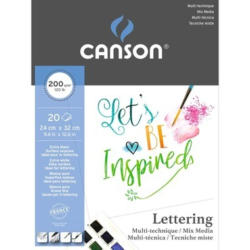 CANSON Bloc lettering 24x32cm 400109829 20 flls, blanc naturel, 200g