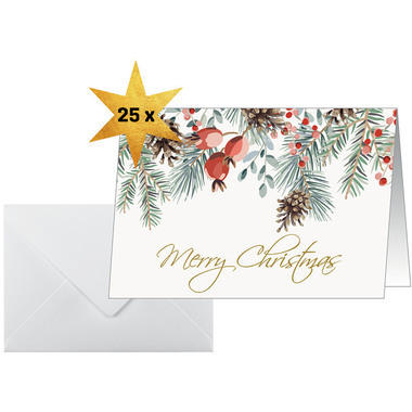 SIGEL Cartoline di Natale A6 DS085 Rami di abete 25 pezzi