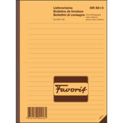 FAVORIT Lieferscheine D/F/I A5 8231OK rot/weiss 50x2 Blatt