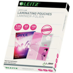 LEITZ Pochettes à plastifier A5 33807 brillant, 125my 100 pcs.