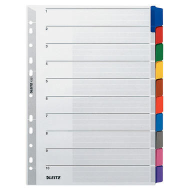 LEITZ Répertoire carton A4 4321-00-00 en blanc 10 compart.