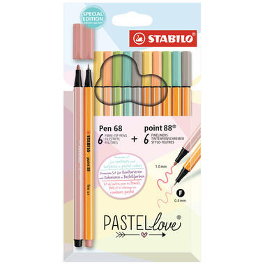 STABILO Pen 68 & Point 88 0.4mm 6888/12-7-7 Pastellove 12 Stück