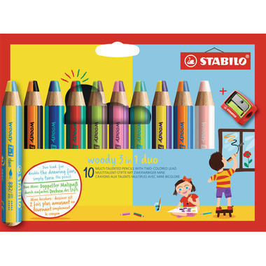 STABILO Crayon coul. Woody 3 in 1 882/10-2 Taille-crayon 10 pcs.