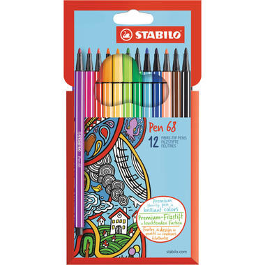 STABILO Penna fibre Pen 68 1mm 6812-7 12 pezzi, colori ass.