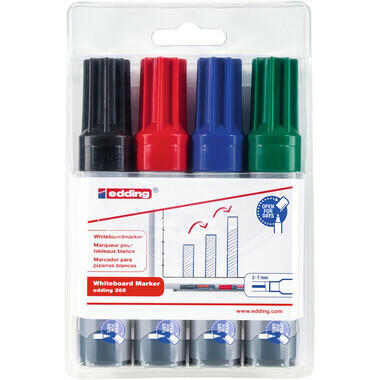 EDDING Whiteboard Marker 365 2-7mm 365-E4 noir,rouge,bleu,vert 4 pcs.