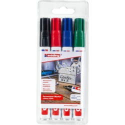 EDDING Permanent Marker 3300 1-5mm 3300-E4 nero,rosso,blu,verde 4 pezzi