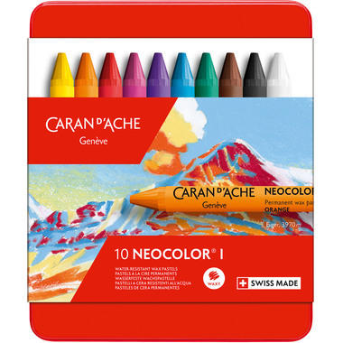 CARAN D'ACHE Wachsmalkreide Neocolor 1 7000.310 10 Farben Metallbox