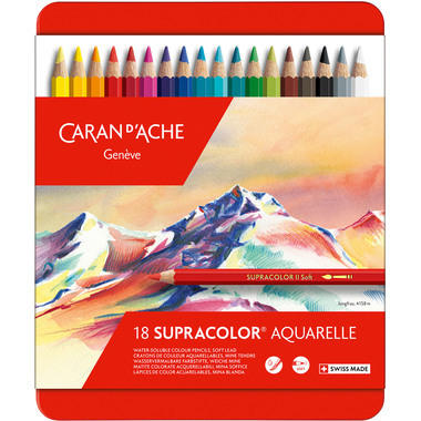 CARAN D'ACHE Farbstifte Supracolor 3,8mm 3888.318 ass. in Metallsch. 18 Stück
