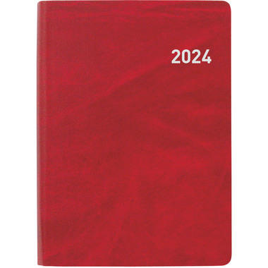 BIELLA Agenda Rex 2024 825301450024 rouge, 1S/2P, 10,1x14,2cm