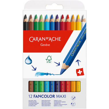CARAN D'ACHE Farbstifte Maxi Fancolor 498.712 12 Farben Karton