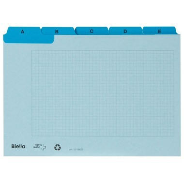 BIELLA Cartes-guides A6 21962505U bleu,A-Z,renforcée,25 divis.