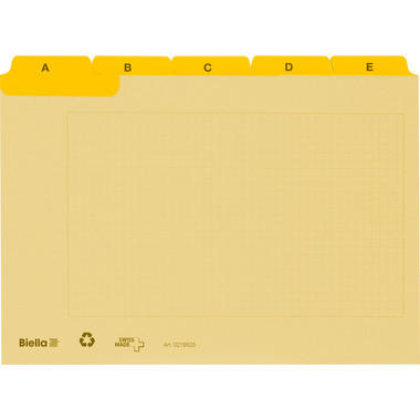 BIELLA Kartei-Leitkarten A7 21972520U gelb,A-Z,verstärkt,25-teilig