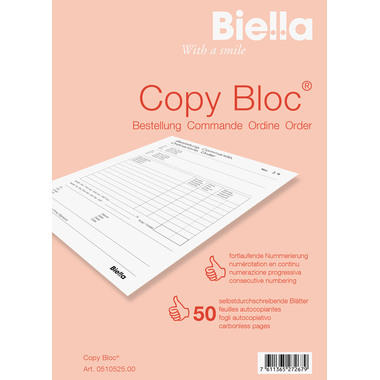 BIELLA Bloc duplic. COPY-BLOC A/F A5 51052500U autocopiante 50x2 feuilles