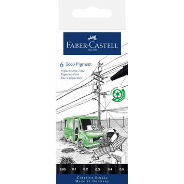 FABER-CASTELL Ink Roller ECCO 266006 Black Edition, 6 colori