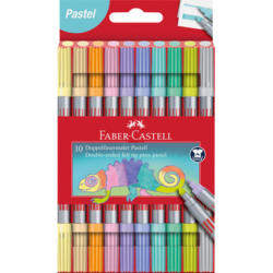 FABER-CASTELL stylo à double pointe 151112 10 couleurs pastel, étui