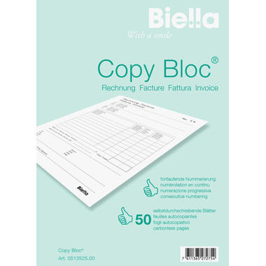 BIELLA Facture COPY-BLOC A/F A5 51352500U autocopiante 50x2 feuilles