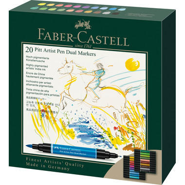 FABER-CASTELL Artist Pen Dual Marker 0.8mm 162020 20 couleurs, Etui