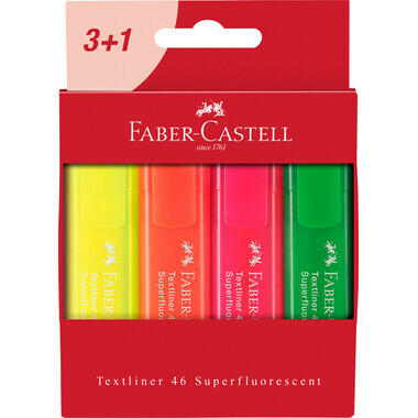FABER-CASTELL Textmarker TL 46 Superfluor 254604 4 colori