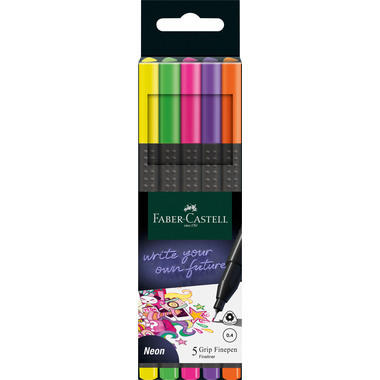 FABER-CASTELL Finepen Grip 0.4mm 151603 5 colours, neon