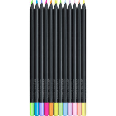 FABER-CASTELL Farbstifte Black Edition 116410 Neon + Pastell 12 Stk.