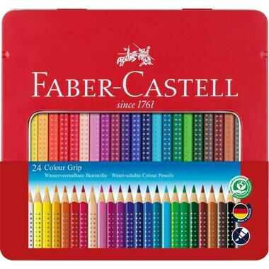 FABER-CASTELL Farbstifte Colour Grip 112423 24 Farben Metalletui
