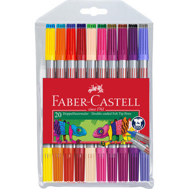 FABER-CASTELL Stylo Fibre 1/3-5mm 151119 20 couleurs , étui