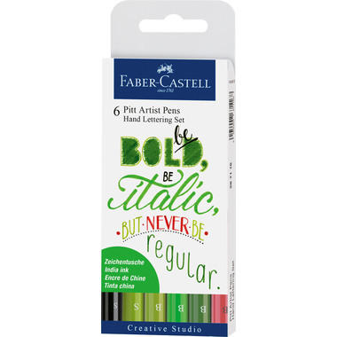 FABER-CASTELL Pitt Art Pen Handlettering 267117 grün 6 Stück