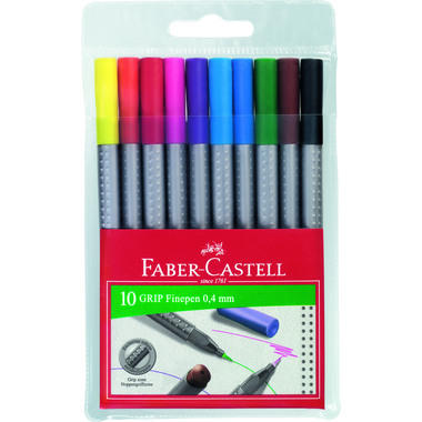 FABER-CASTELL Grip Finepen 0,4mm 151610 10 Farben, Etui