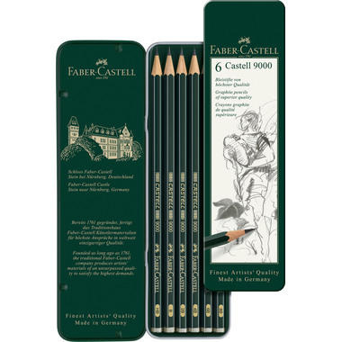 FABER-CASTELL Bleistift CASTELL 9000 119063 Metalletui 6 Stück